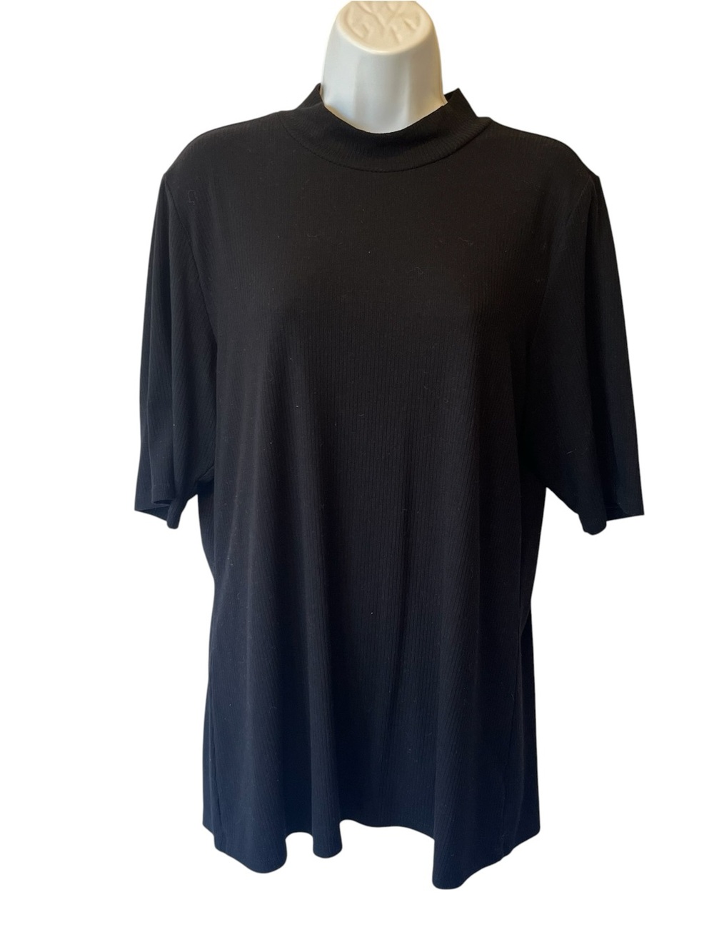 Torrid Super Soft Ribbed knit shirt 2X Black Short sleeve Mock neck Womens top